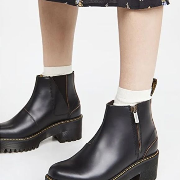 Free People Dr Martens Rometty 11 Smooth Boot Platform Black Leather - Picture 8 of 8